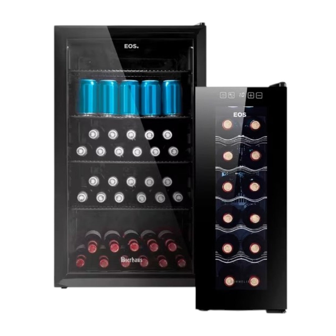 Kit Happy Hour EOS com Cervejeira 98L e Adega 12 Garrafas Bivolt