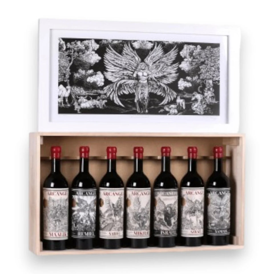 Kit 7 Vinhos Los Arcangeles Com Caixa de Madeira